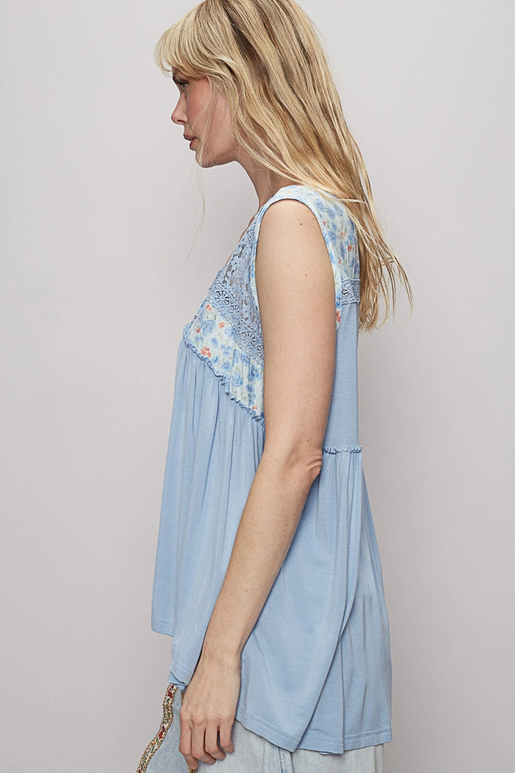 Jenny Floral Lace Contrast V-neck