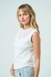 Summer Mesh Inset Sleeveless Top