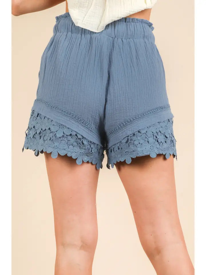 Forgotten Feelings Lace Trim Shorts