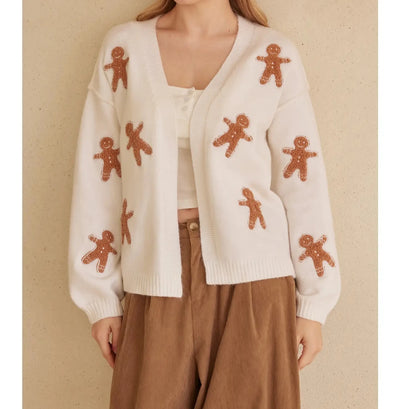 Gingerbread Man Patch Cardigan