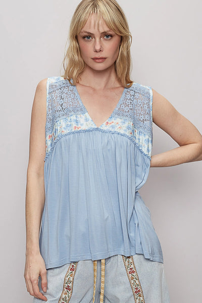 Jenny Floral Lace Contrast V-neck