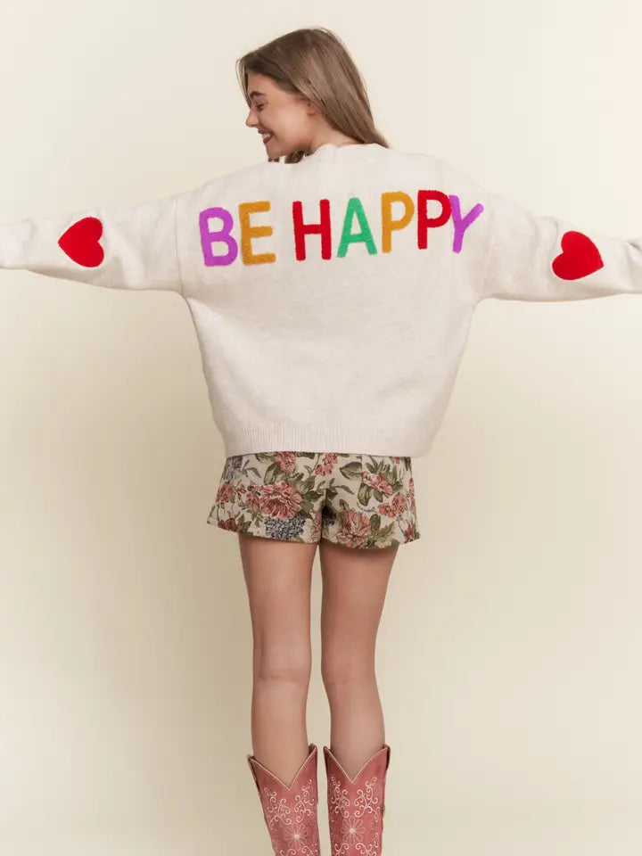 BE HAPPY Knit Sweater Top