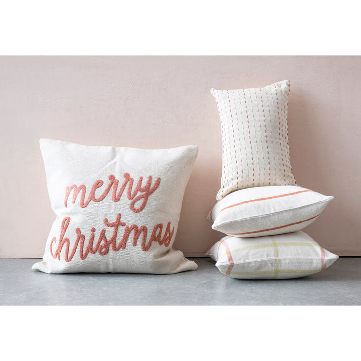 Merry Christmas Square Cotton Pillow
