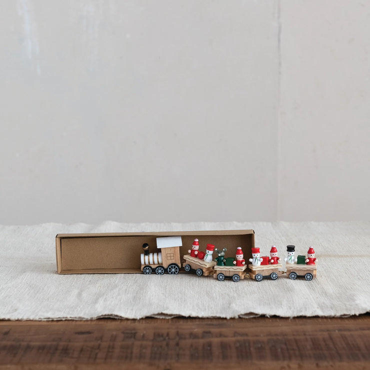 Wood Train Set w/Holiday Passengers