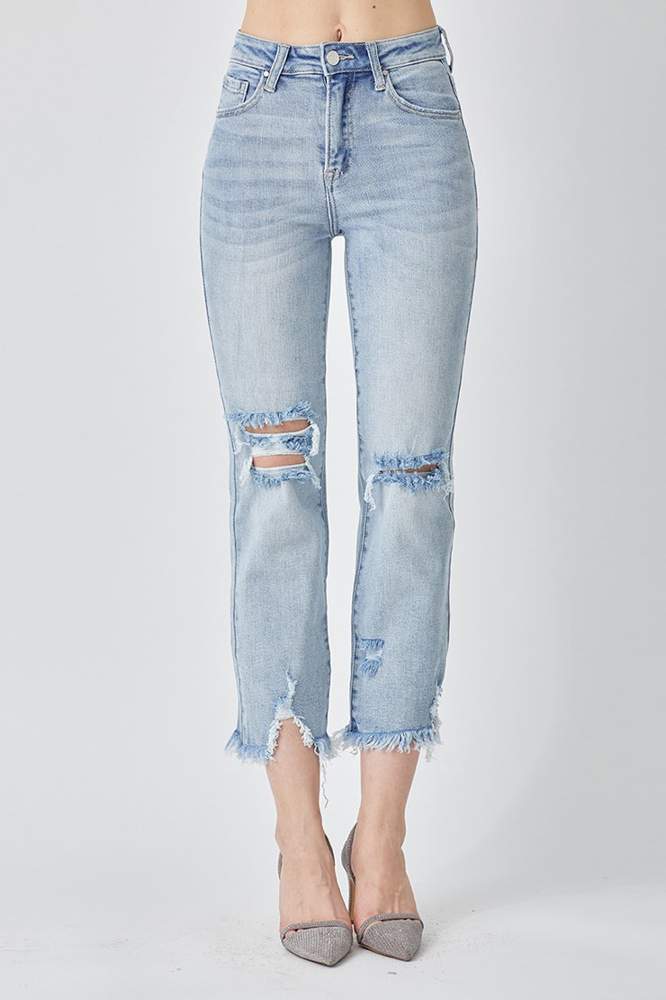 On the Low Down Distressed High Rise Jeans