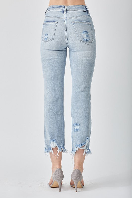 On the Low Down Distressed High Rise Jeans