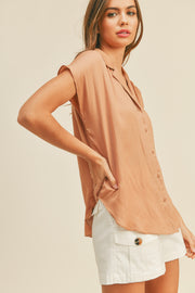 Staying Golden Satin Button Down