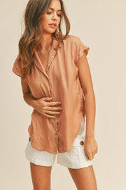 Staying Golden Satin Button Down