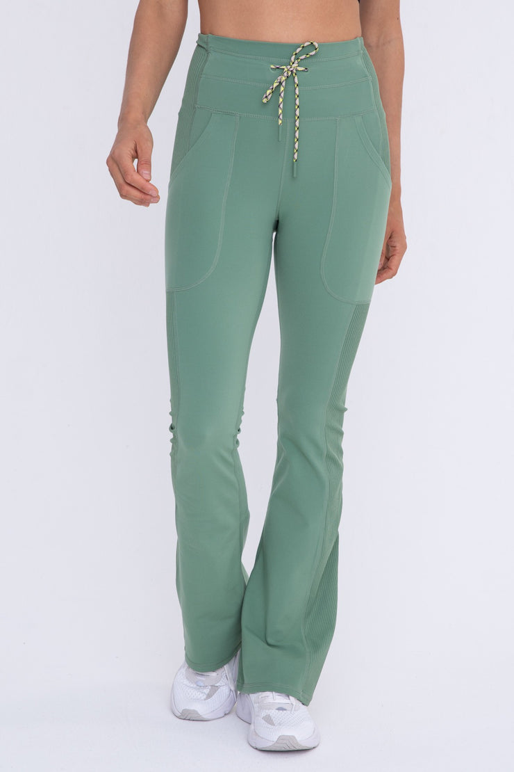 Drawstring Waist Flared Hiking Leggings