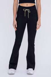 Drawstring Waist Flared Hiking Leggings