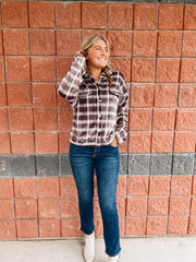 Out All Night Fuzzy Plaid Jacket