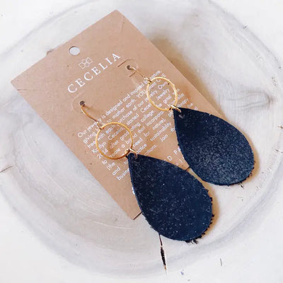 Small Teardrop Leather Earring