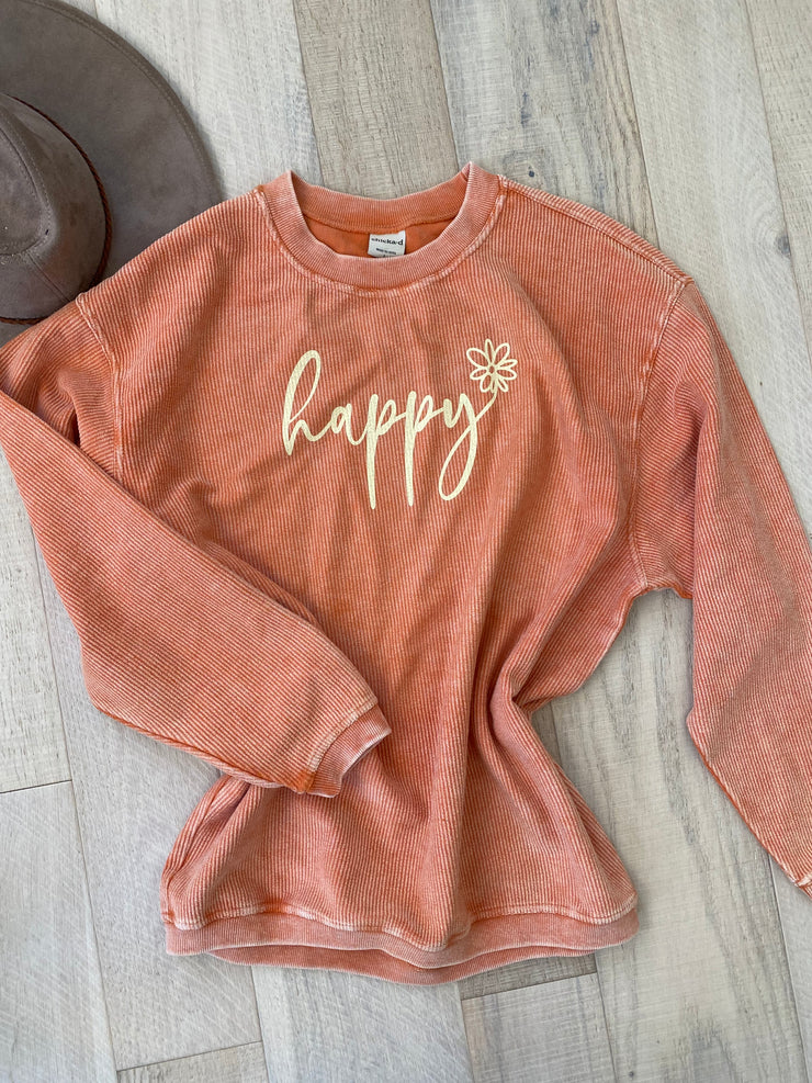 Happy Ribbed Crewneck
