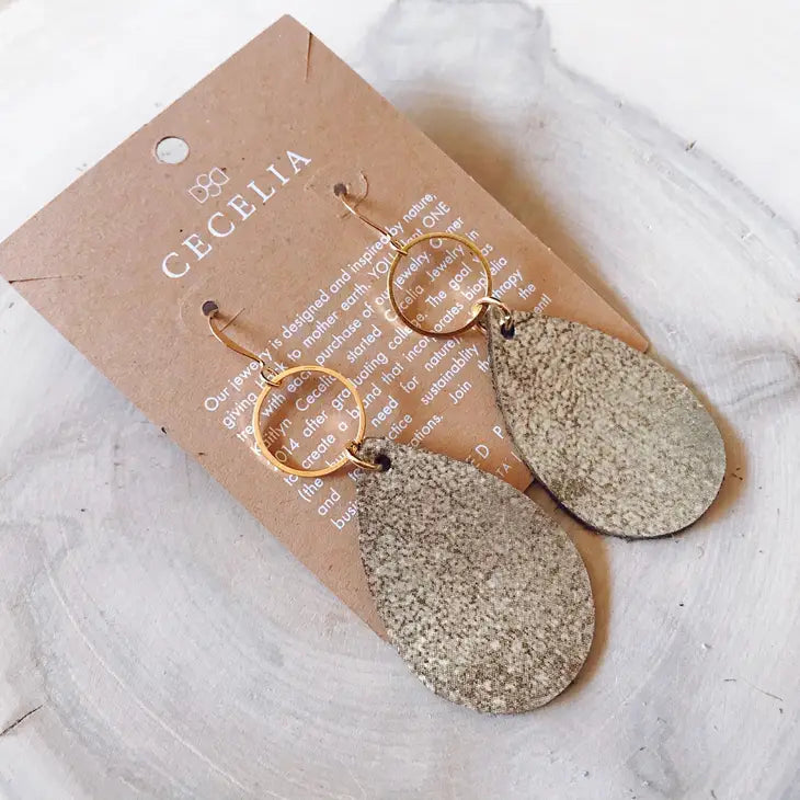 Small Teardrop Leather Earring