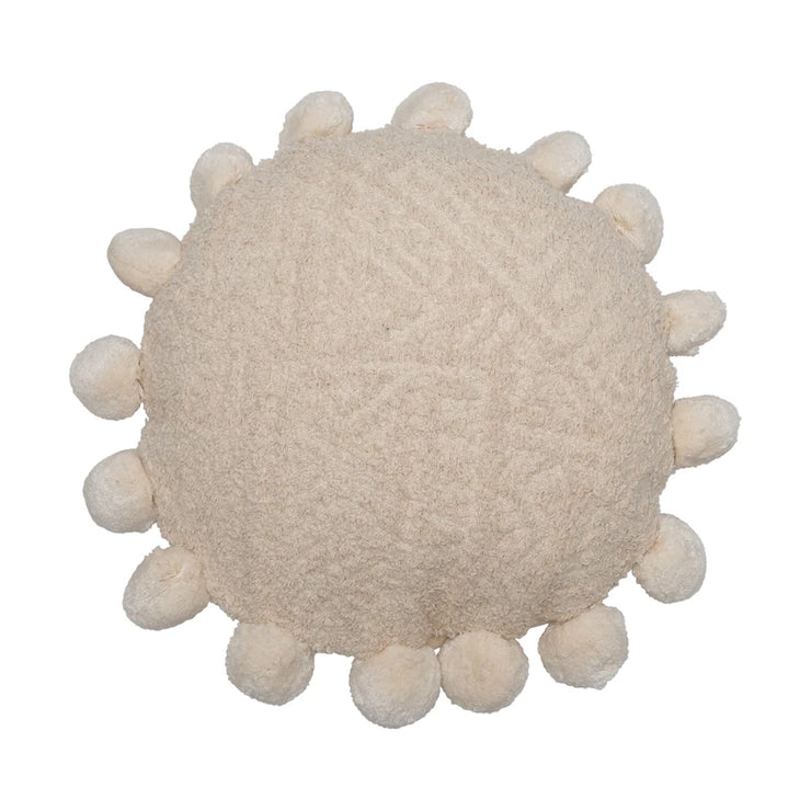 16" Round Woven Cotton Pillow